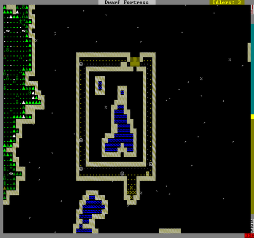 Slaves to Armok II: Dwarf Fortress - Обрушение озера под землю.