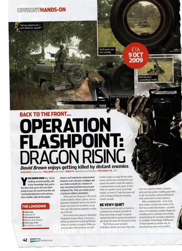 Operation Flashpoint: Dragon Rising - Предыстория и сканы из журнала(англ)