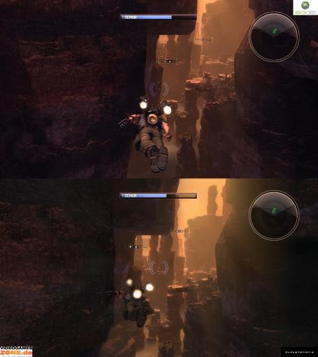 Сравнение графики Dark Void на PS3 и Xbox 360