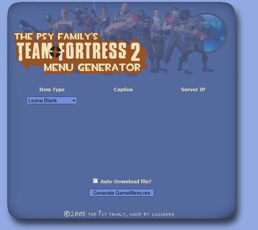 Team Fortress 2 - Генератор меню для TF2