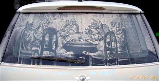 Обо всем - Рисунки на пыльных автомобильных стеклах,просто красиво!