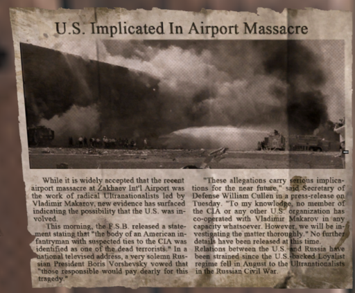 Modern Warfare 2 - Газетные вырезки из миссии "Неоконченные дела".