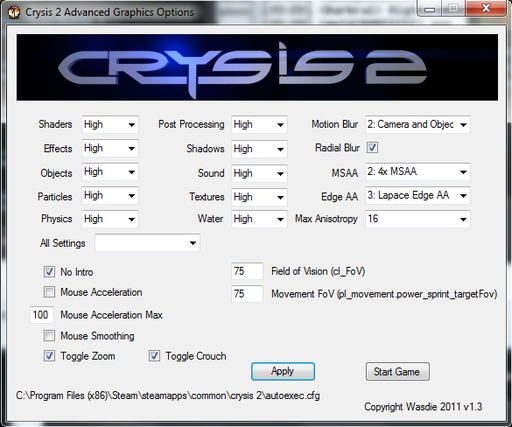 Crysis 2 Advanced Graphics Options App - настрой игру по своему вкусу!(обновлено)