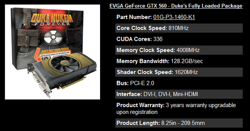 Игровое железо - GeForce GTX 560 с игрой Duke Nukem Forever от EVGA